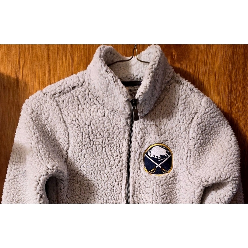 Buffalo Sabres NHL Girls Cream/Off White Sherpa Fleece Full Zip Jacket Kids S